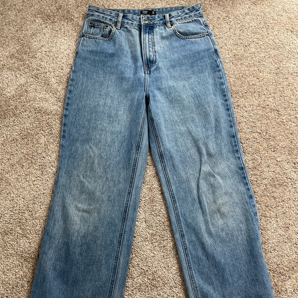 wide-leg jeans with a vintage wash